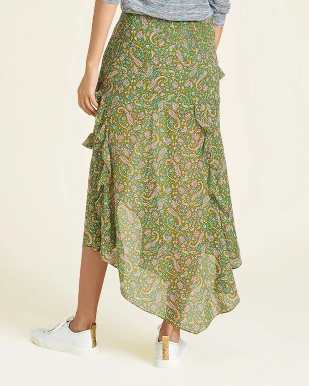 Fern Paisley Eleonora Ruffle Midi Skirt