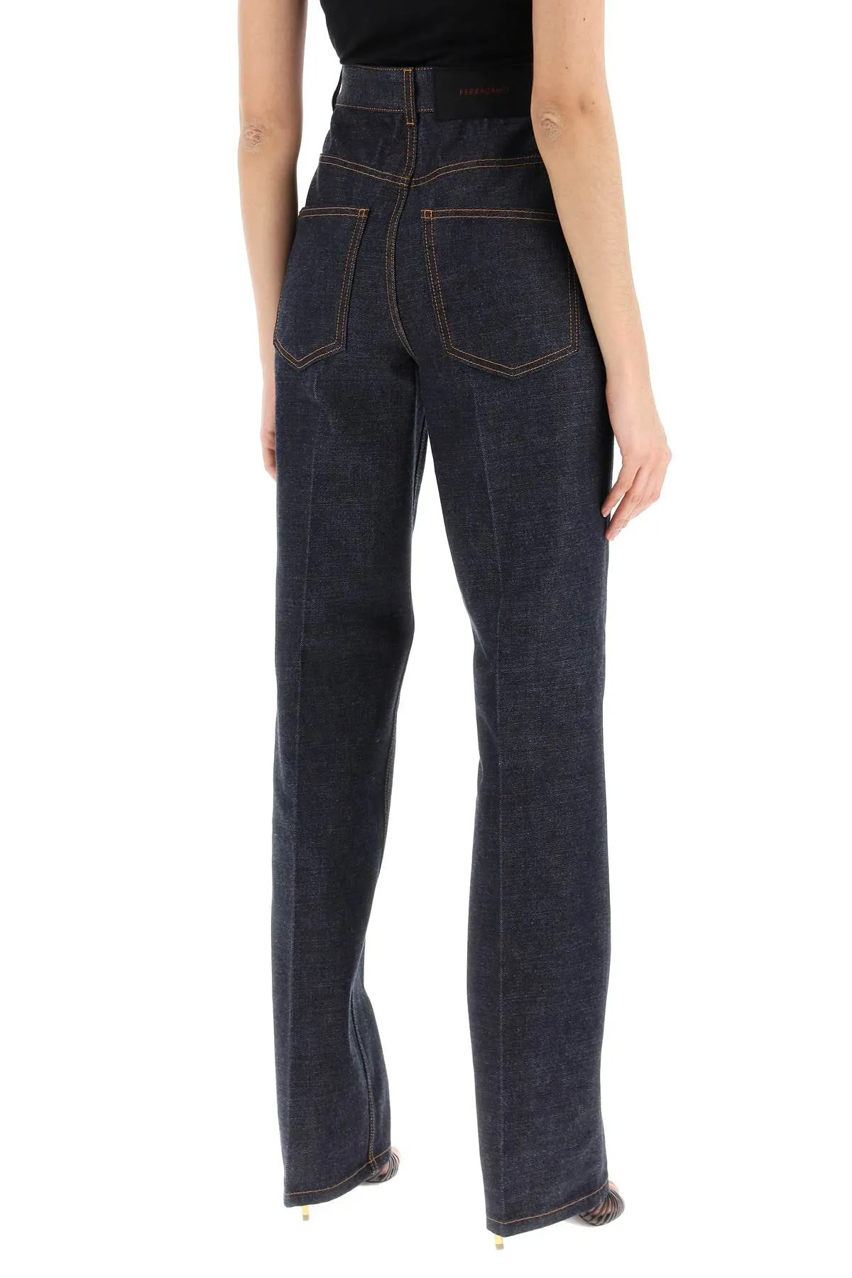 Ferragamo Straight Jeans With Contrasting Stitching Details.