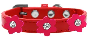 Flower Premium Collar Red With Bright Pink Flowers Size 18