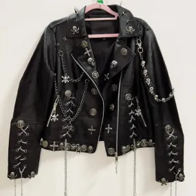 Flytonn-gothic y2k clothes  vintage Jacket Punk Jacket y2k Jacket y2k fashion Gothic Jacket harajuku fashion Cross  Jacket Skull  Jacket
