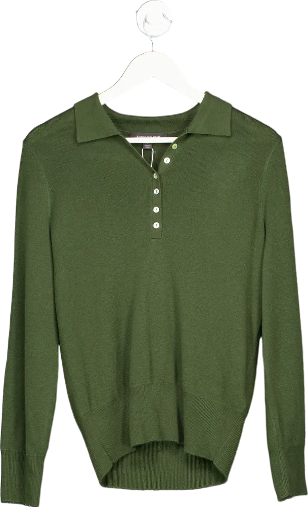 Forever New Olive Button Through Polo Jumper UK S