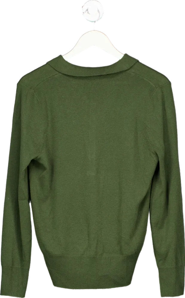 Forever New Olive Button Through Polo Jumper UK S