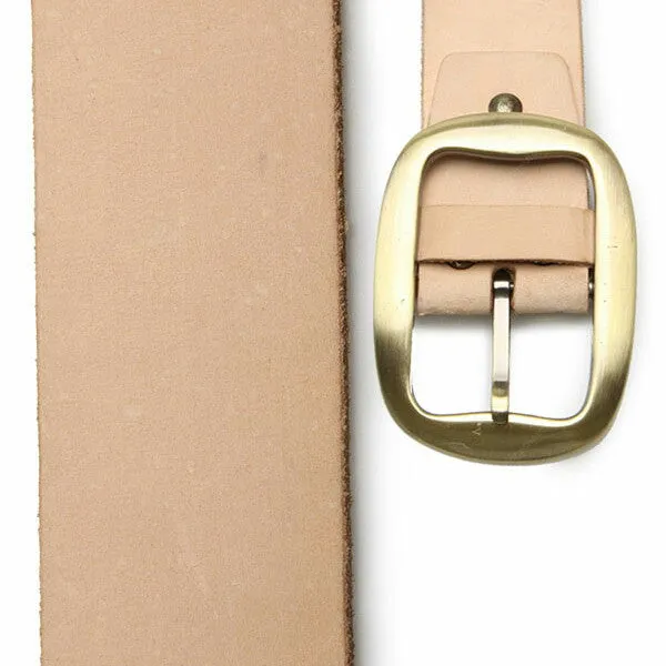 Full Grain Genuine Leather Belt Cowhide (Brass Oval Buckle)