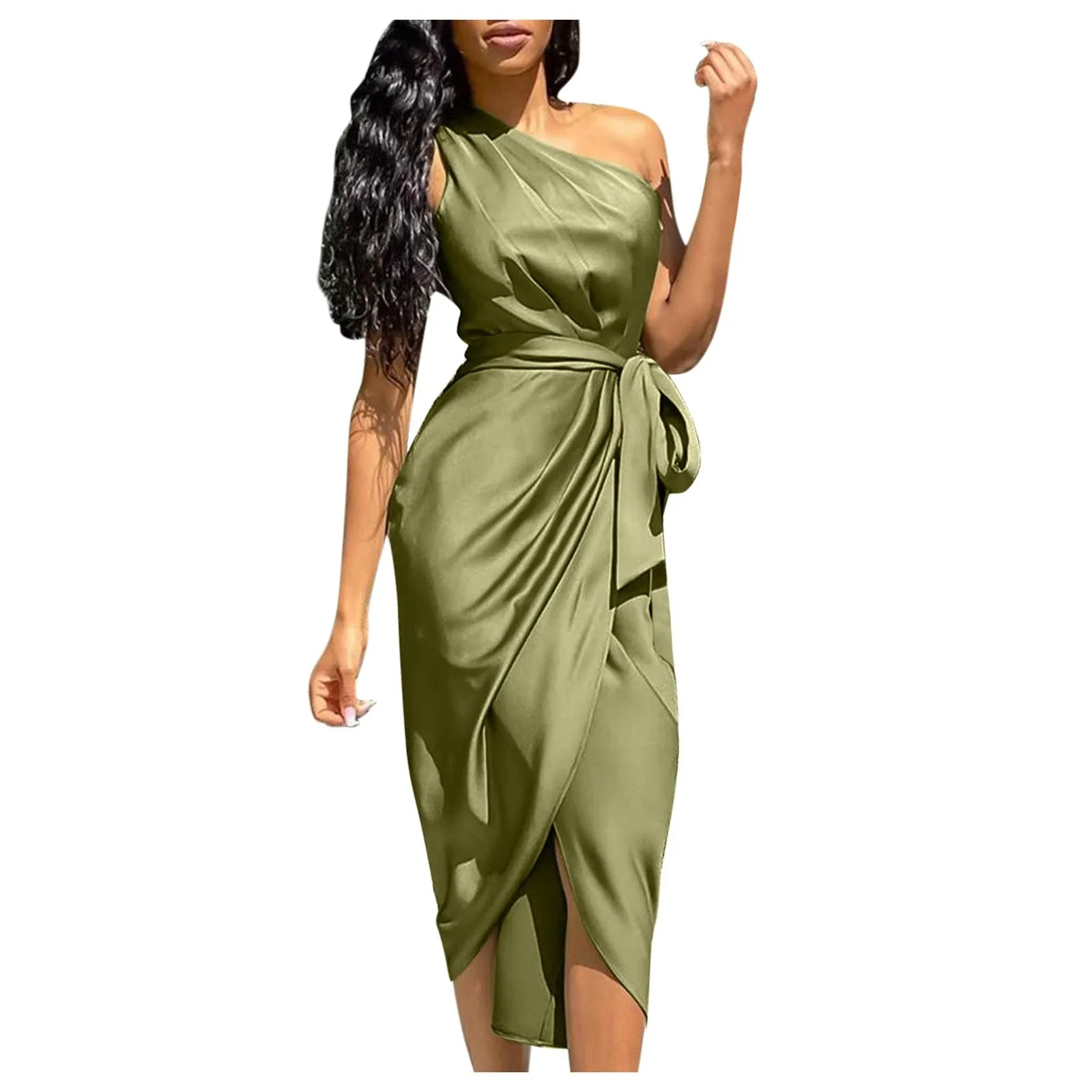 Funki Buys | Dresses | Women's Chic Satin Cocktail Party Dress