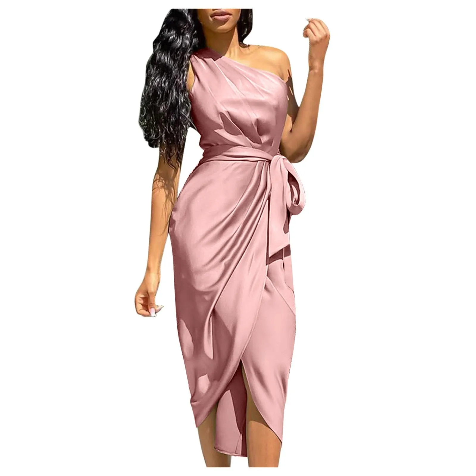 Funki Buys | Dresses | Women's Chic Satin Cocktail Party Dress