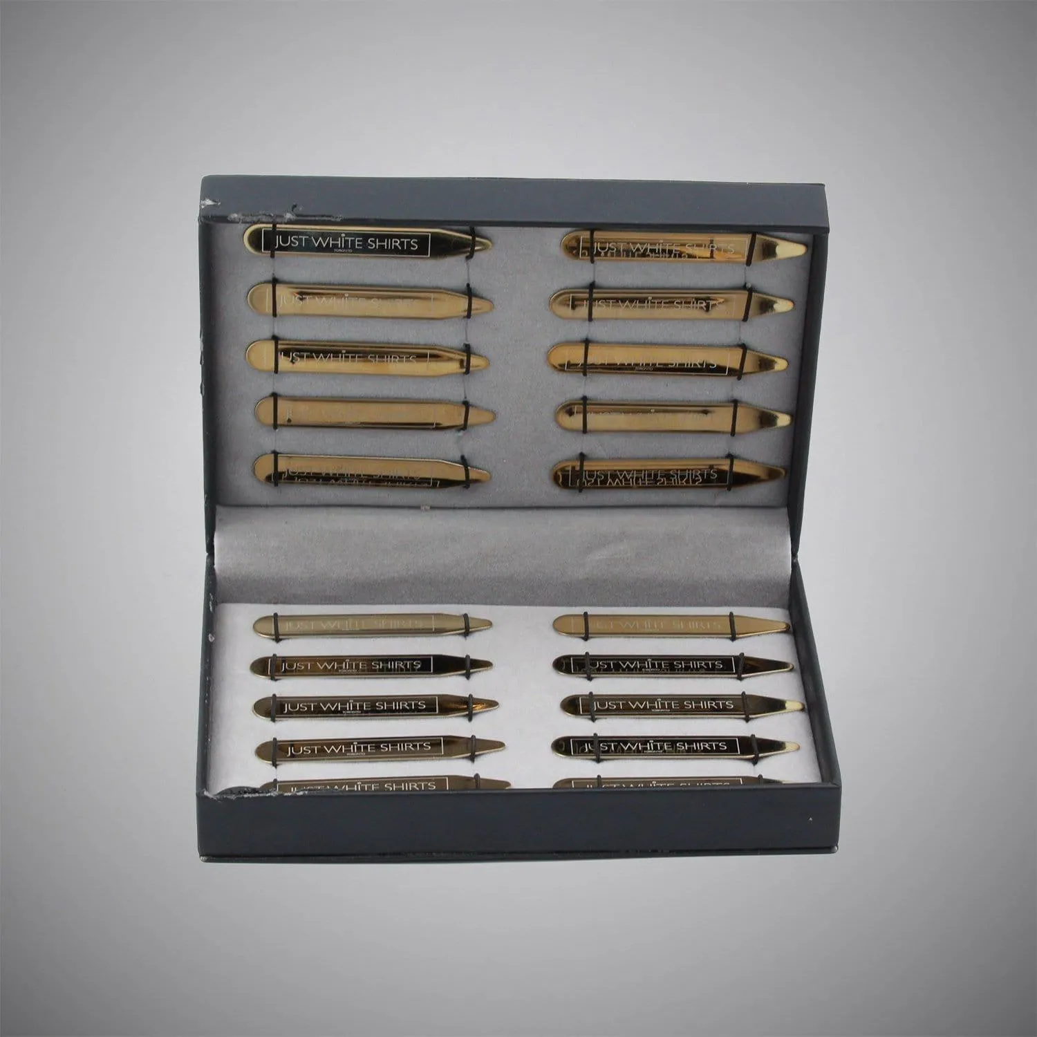 Gold Chrome Finish Stainless Steel 20 Piece Collar Stay Box Set