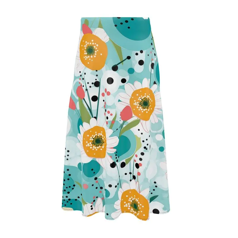 Green Serendipity Floral Midi Skirt