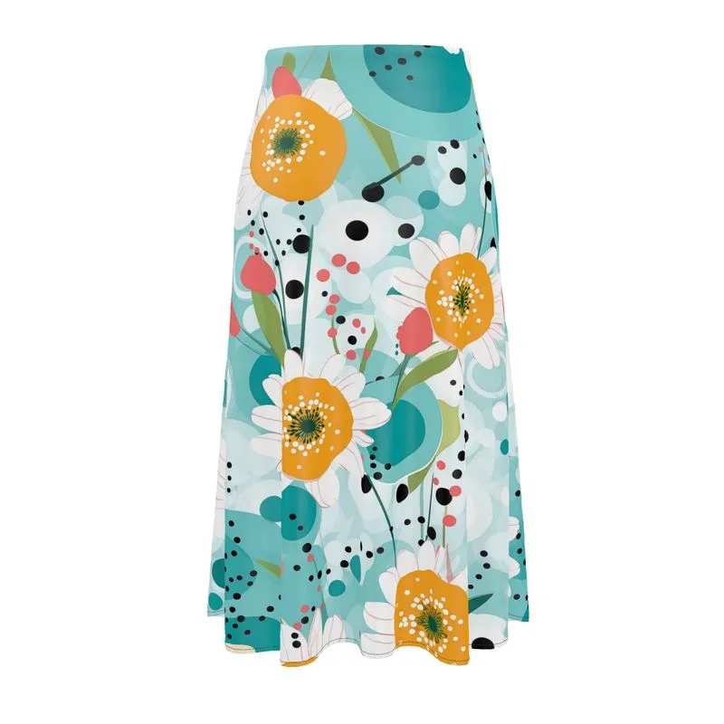 Green Serendipity Floral Midi Skirt