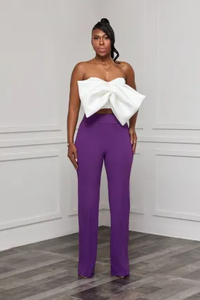 HIGH WAIST PALAZZO STRETCHY PANTS (PURPLE)