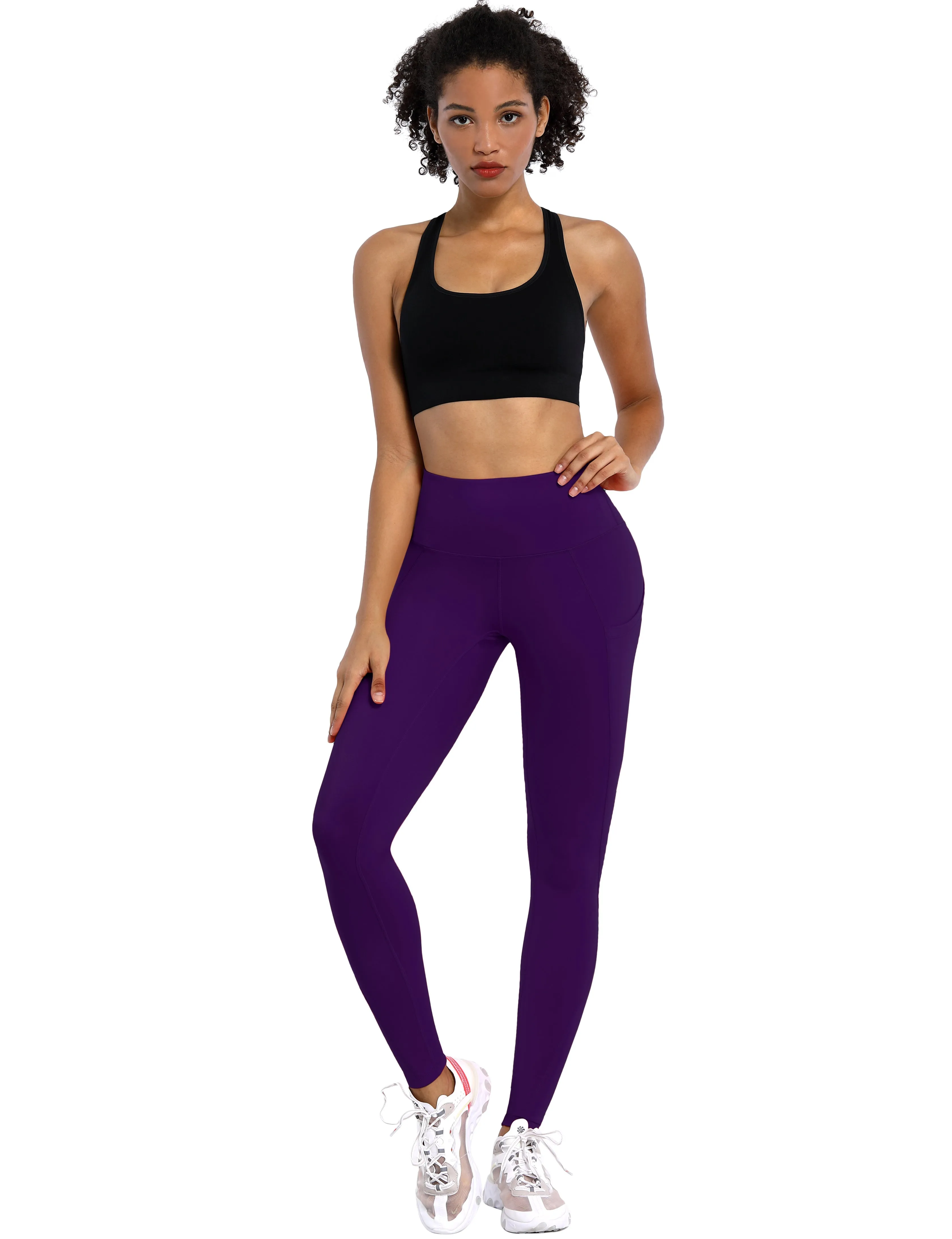 High Waist Side Pockets Yoga Pants pansypurple_yoga