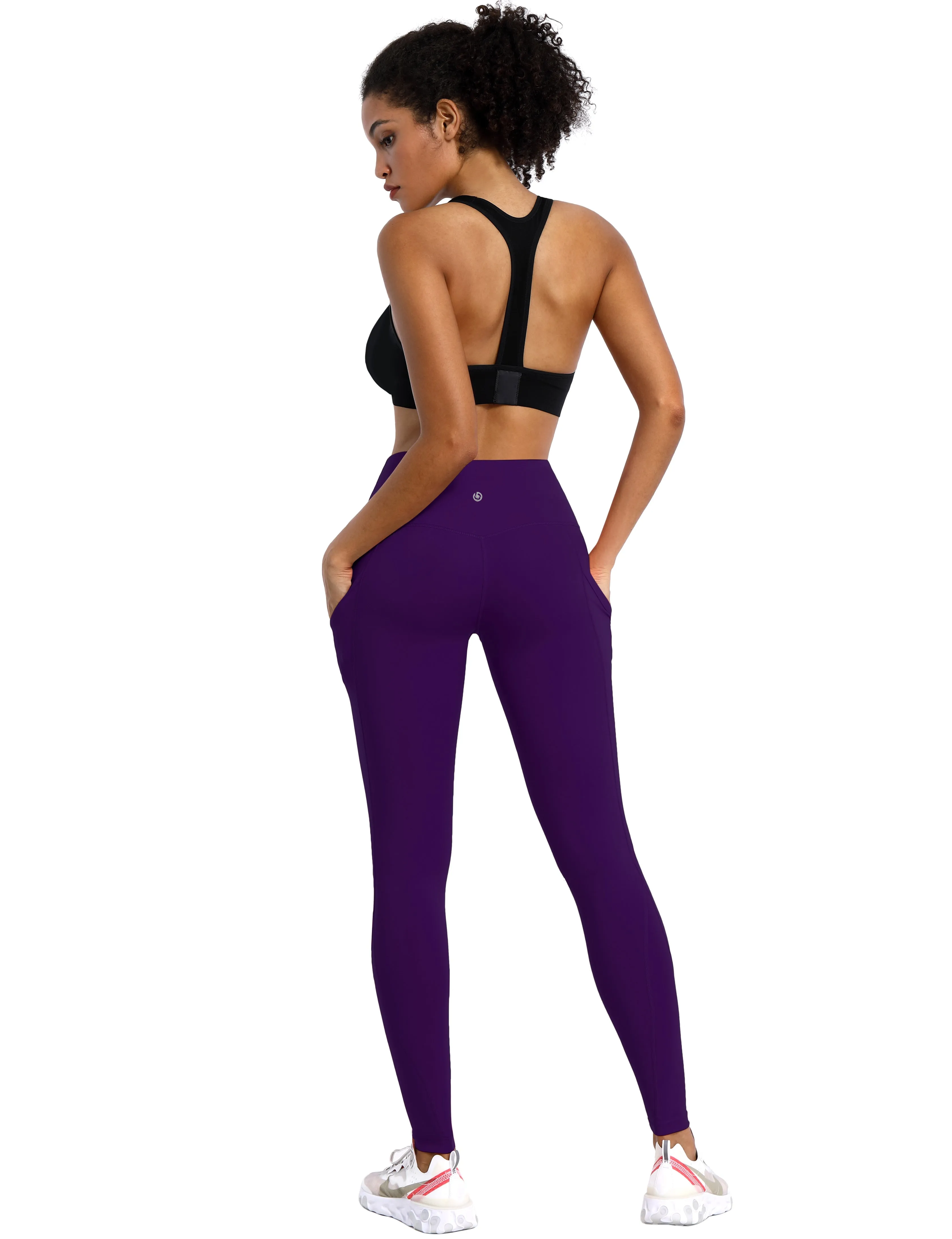 High Waist Side Pockets Yoga Pants pansypurple_yoga