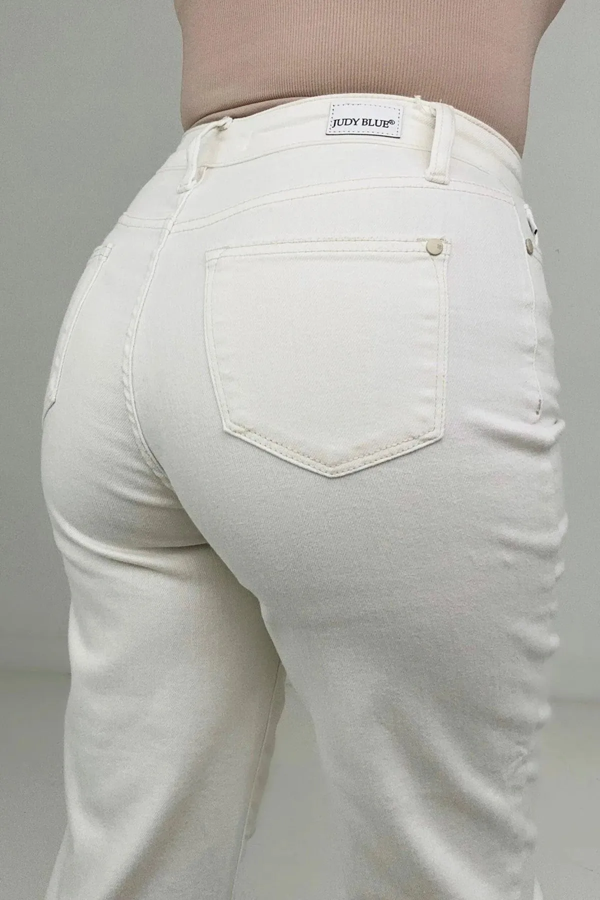 High Waist Wide Leg White Cropped Jeans