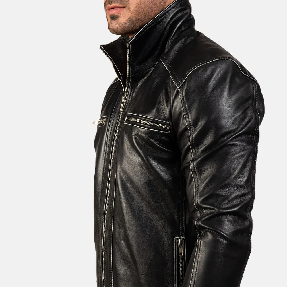 Hudson Black Leather Biker Jacket