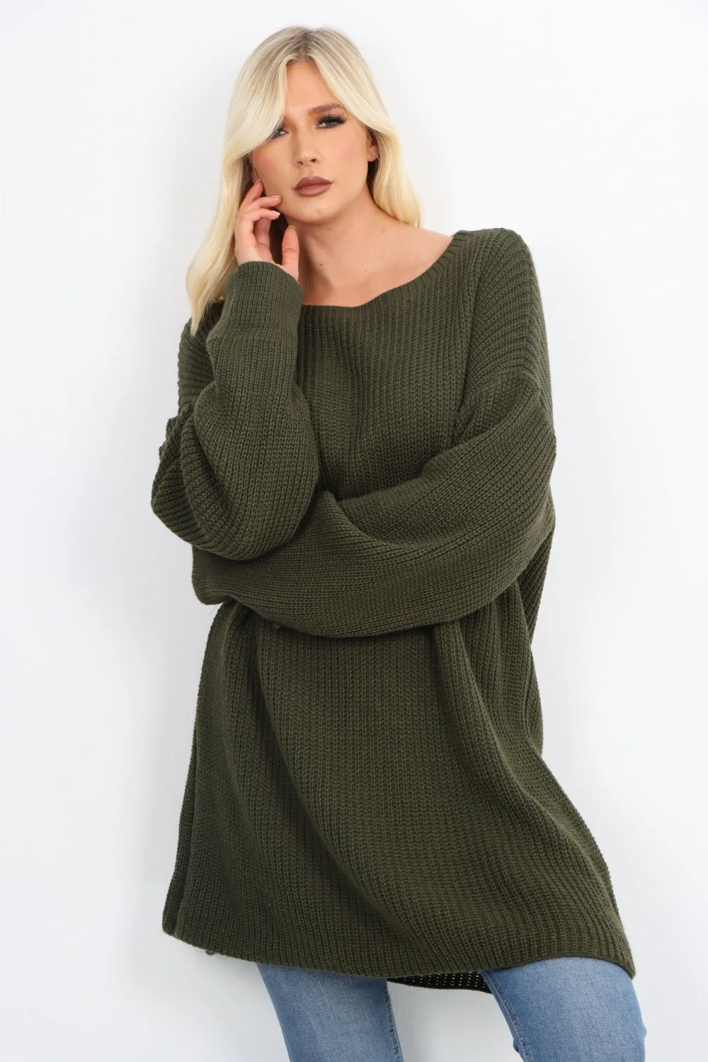 Italian Chunky Knit Long-sleeved Tunic Jumper