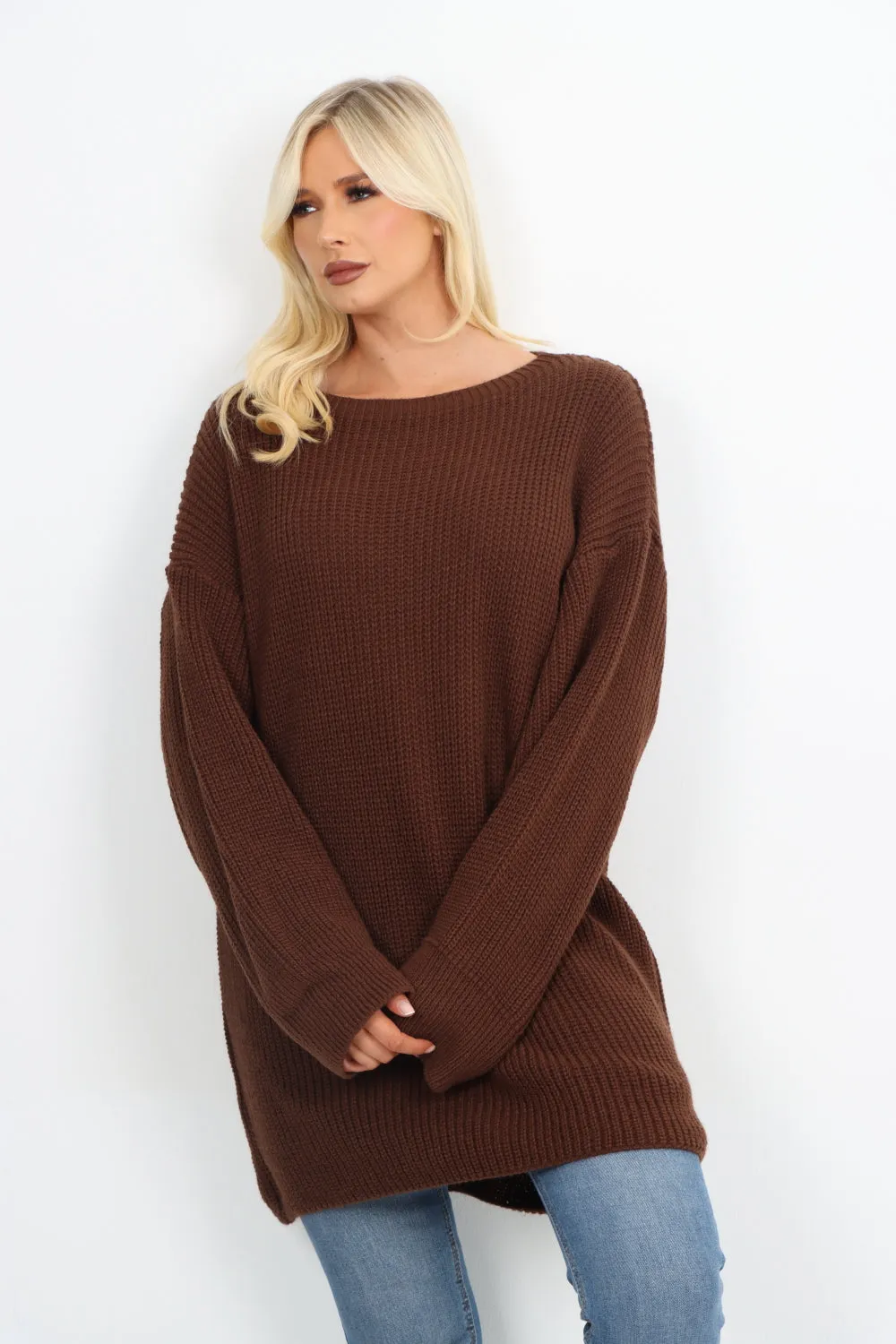 Italian Chunky Knit Long-sleeved Tunic Jumper