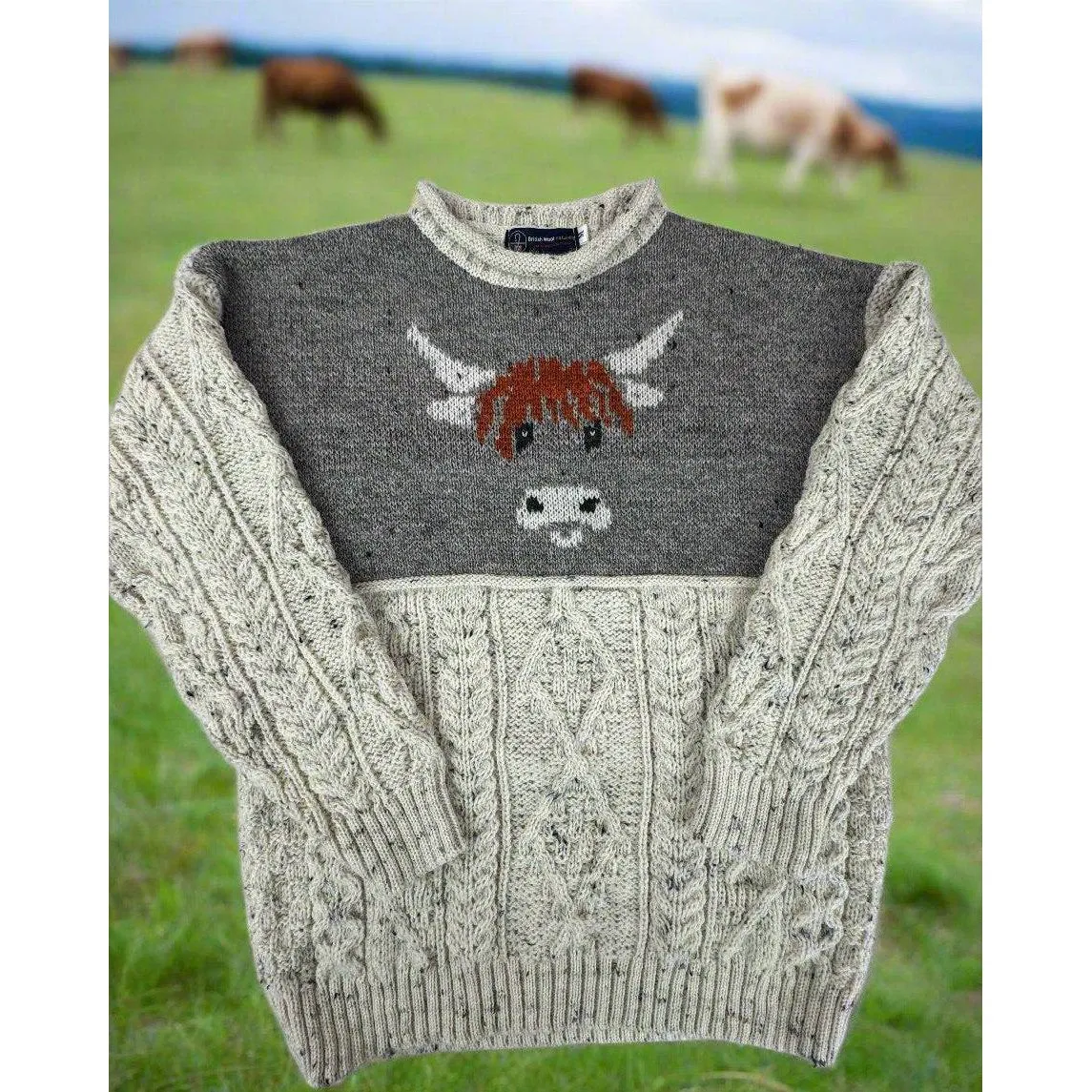 J M Cooper Unisex Wool Highland Cow Jumper