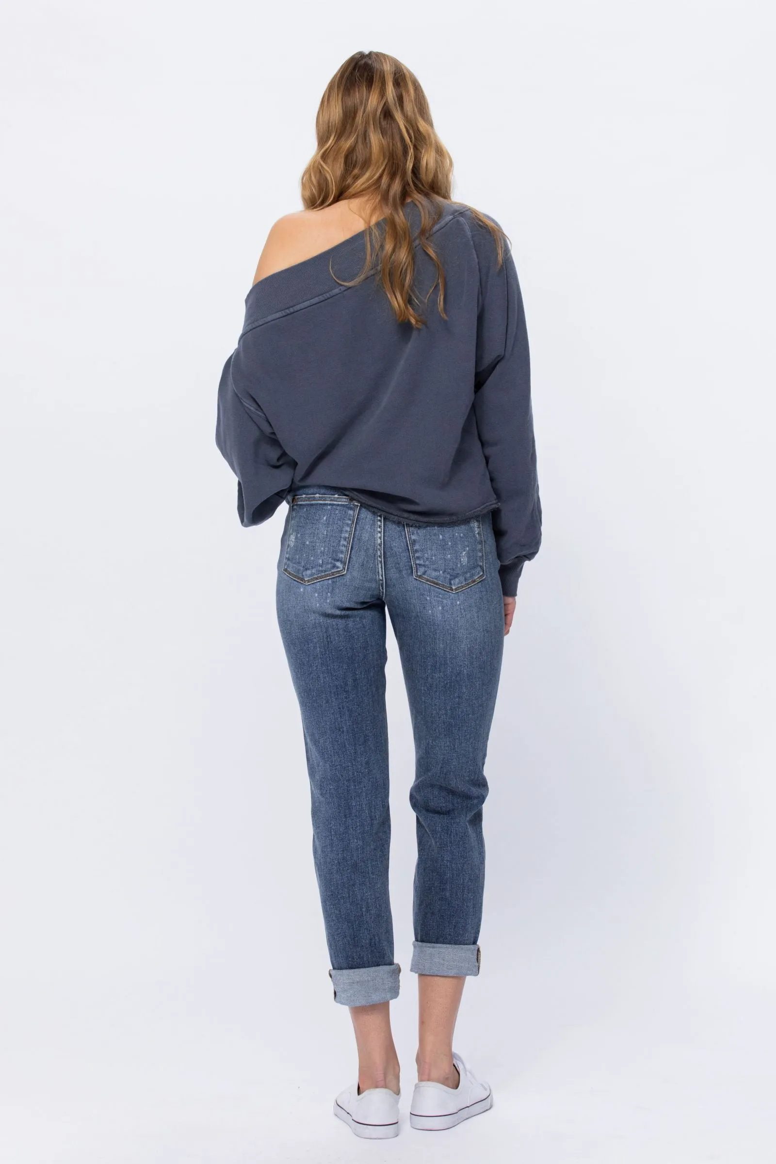 Judy Blue Boyfriend Jeans Bleach splash non distressed