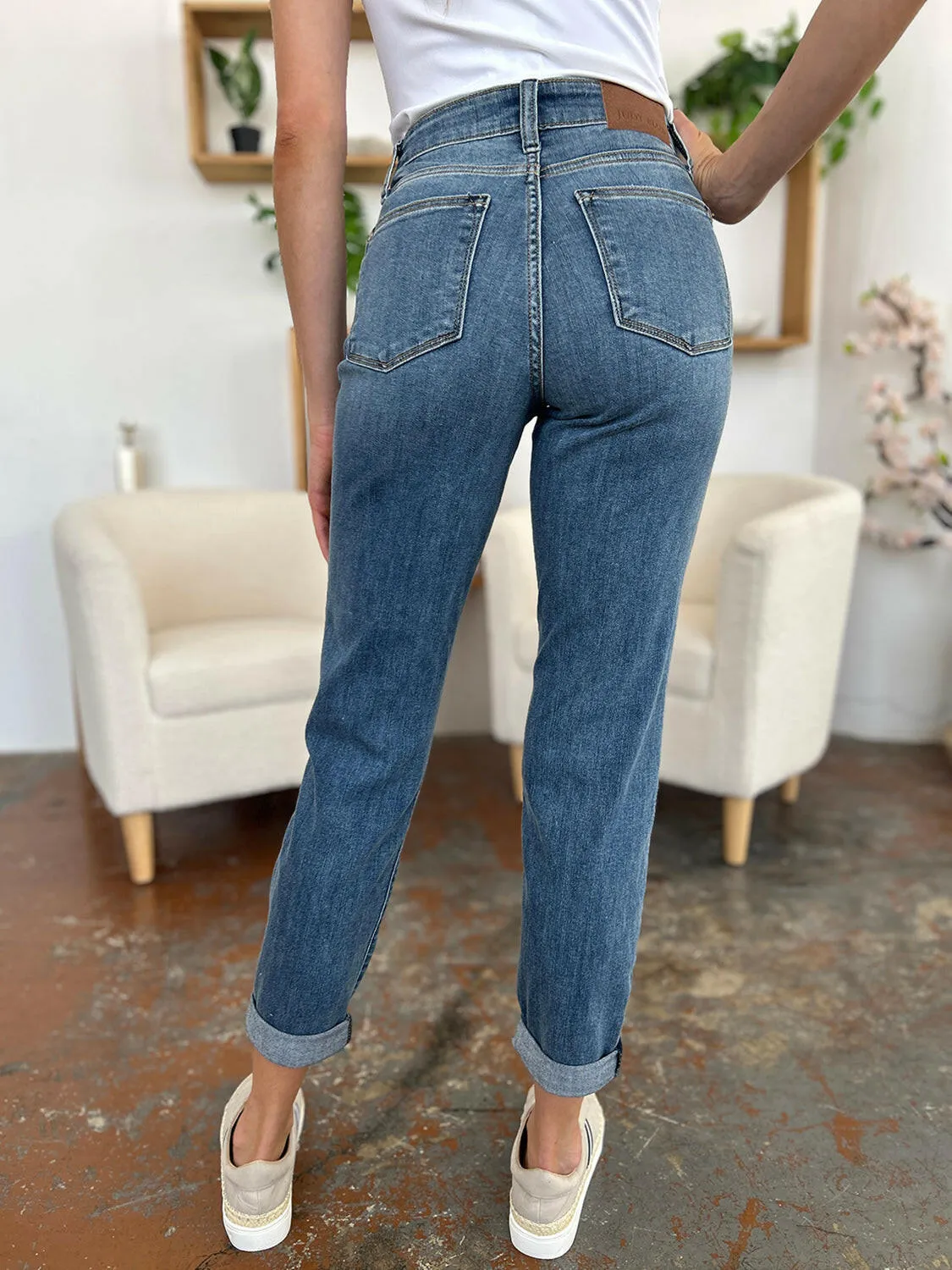 Judy Blue Full Size Cuffed Hem Slim Jeans