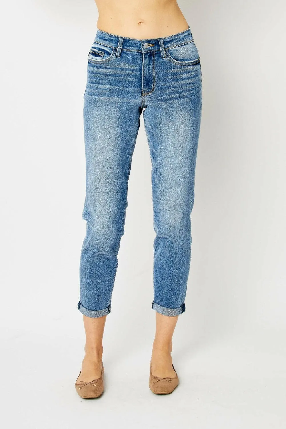 Judy Blue Full Size Cuffed Hem Slim Jeans