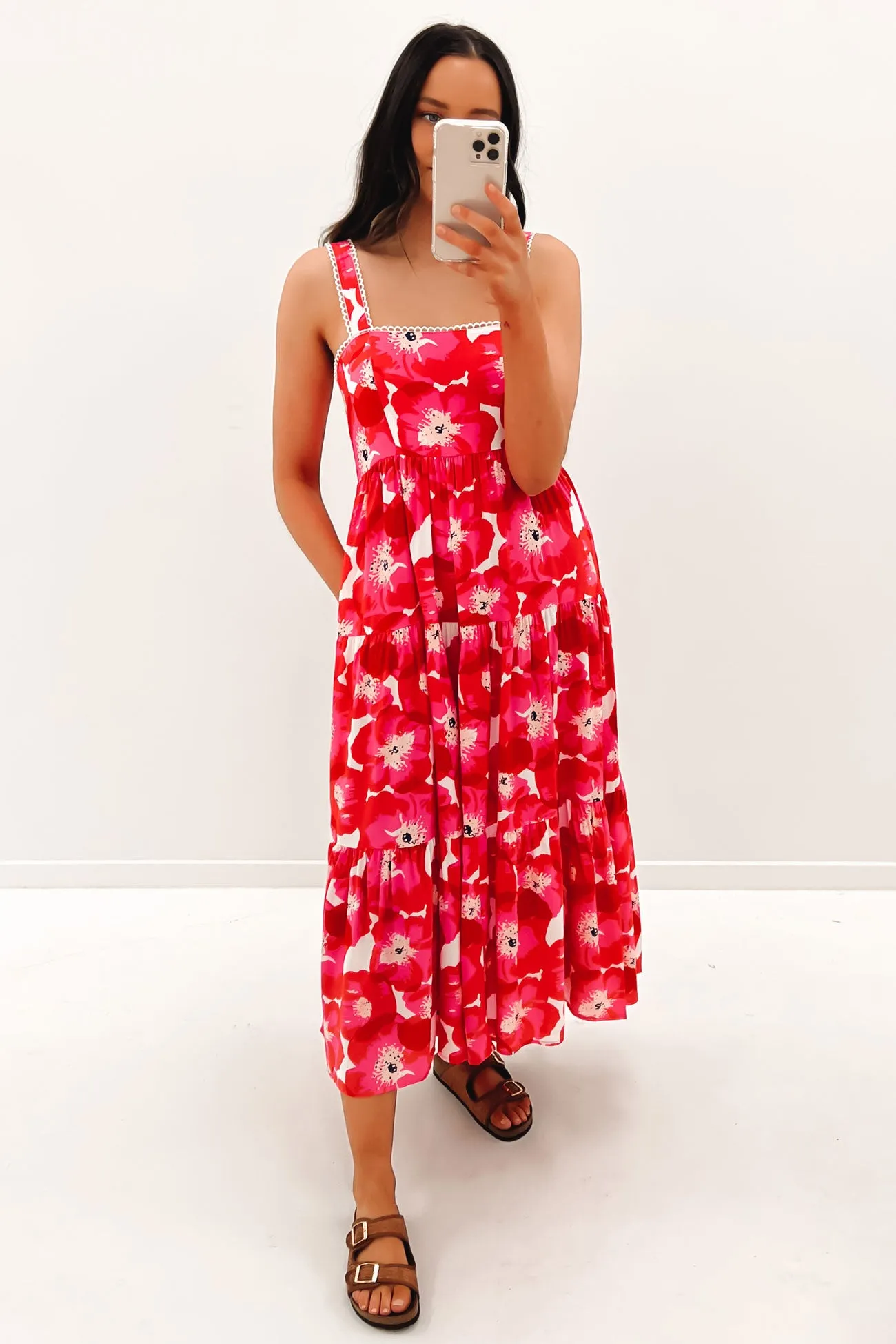 June Midi Dress Pink Floral