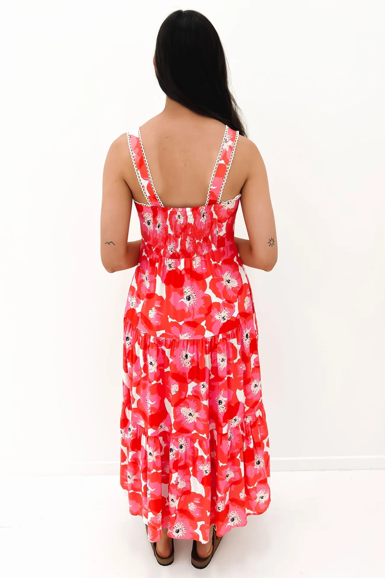 June Midi Dress Pink Floral