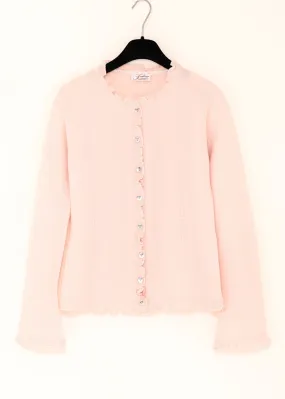 Kashmir cardigan med utsökt finish - Powder pink
