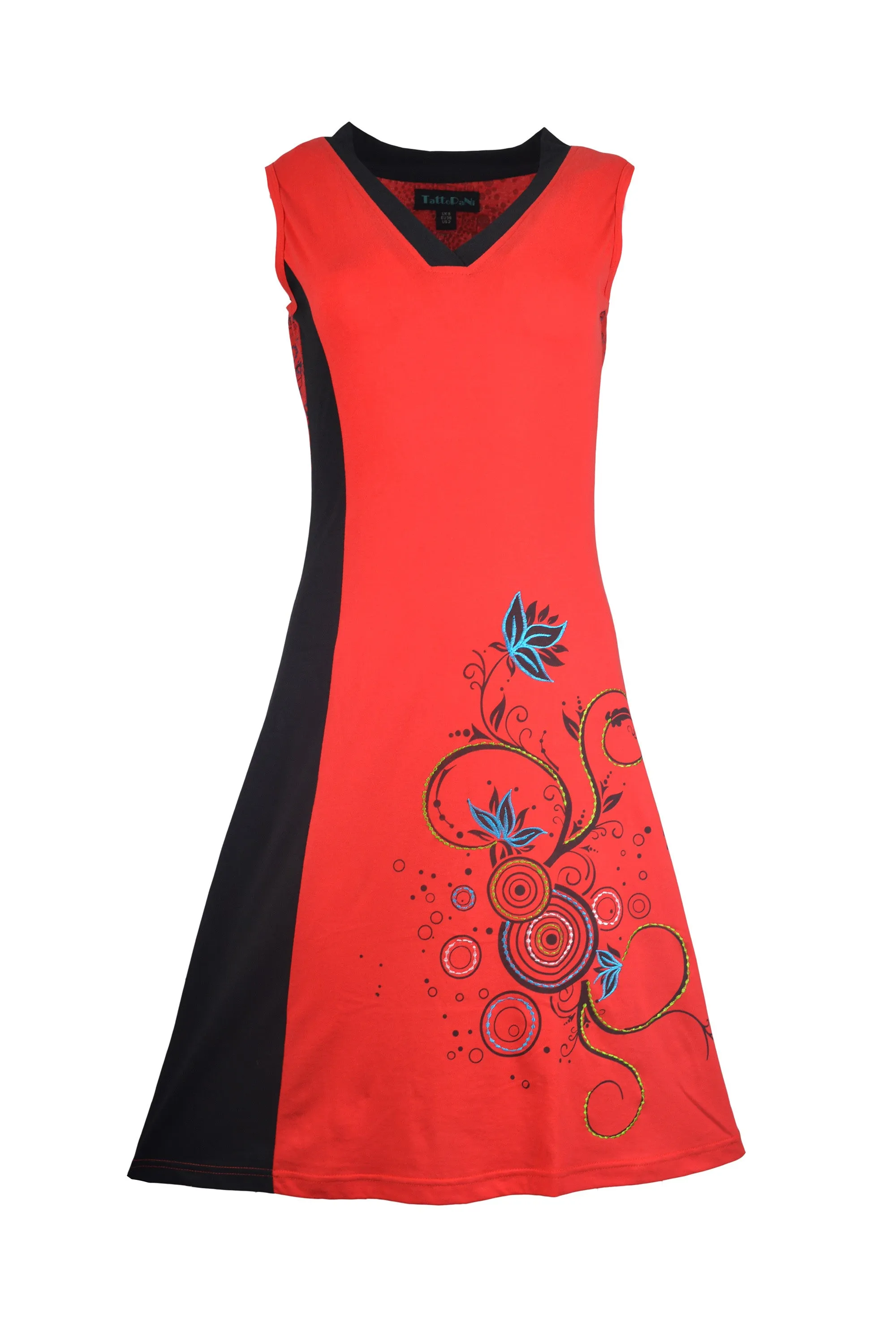 ladies-sleeveless-dress-with-floral-print-and-mandala-embroidery-work(No EXchnage/ No Refund)