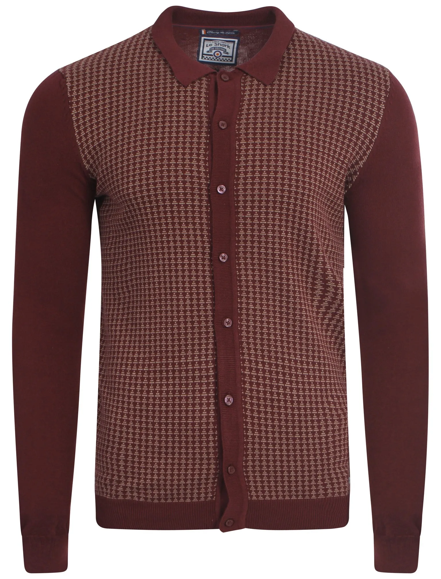 Le Shark Bradman knitted cardigan in oxblood