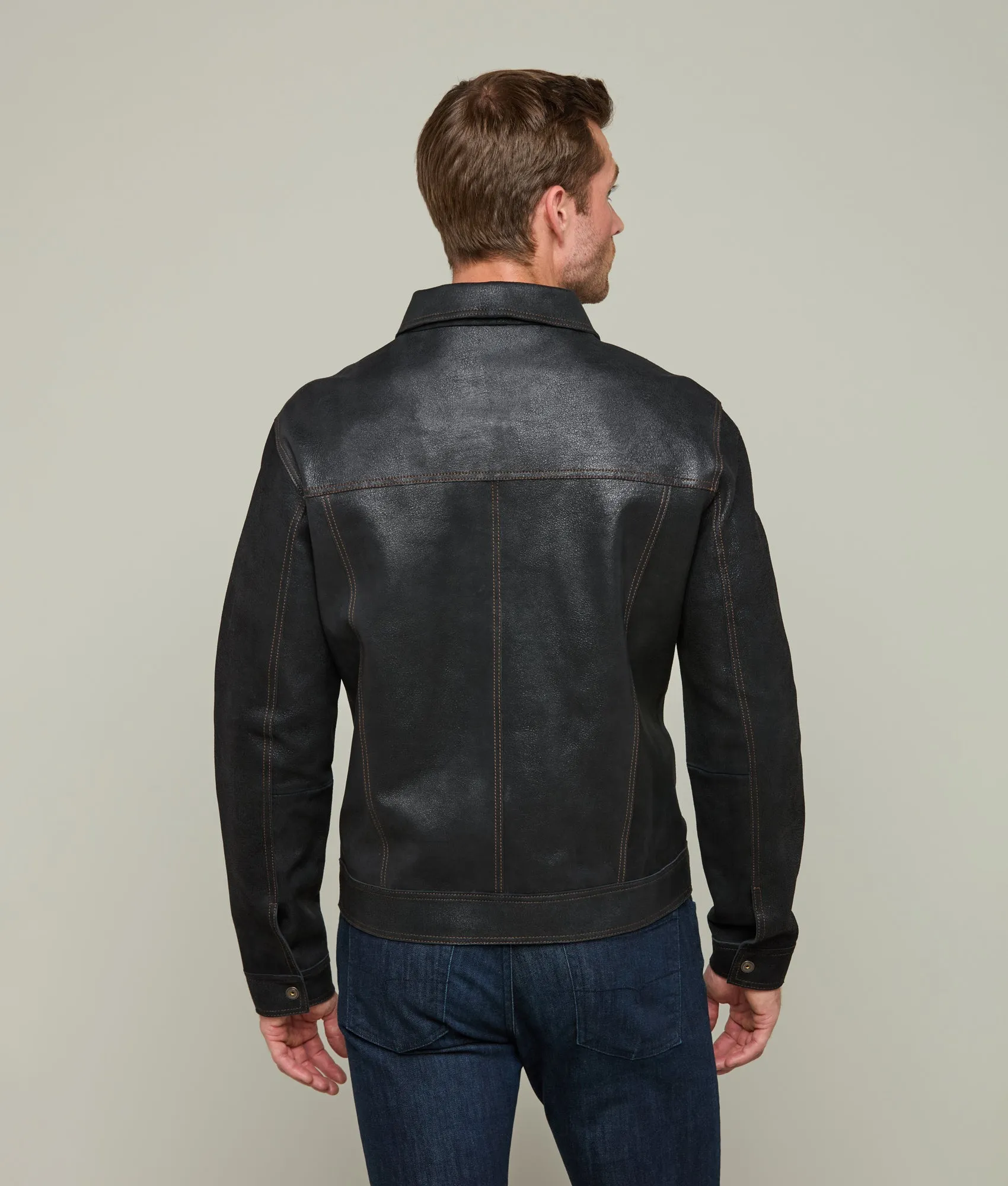 Leather Trucker Jacket :: Black