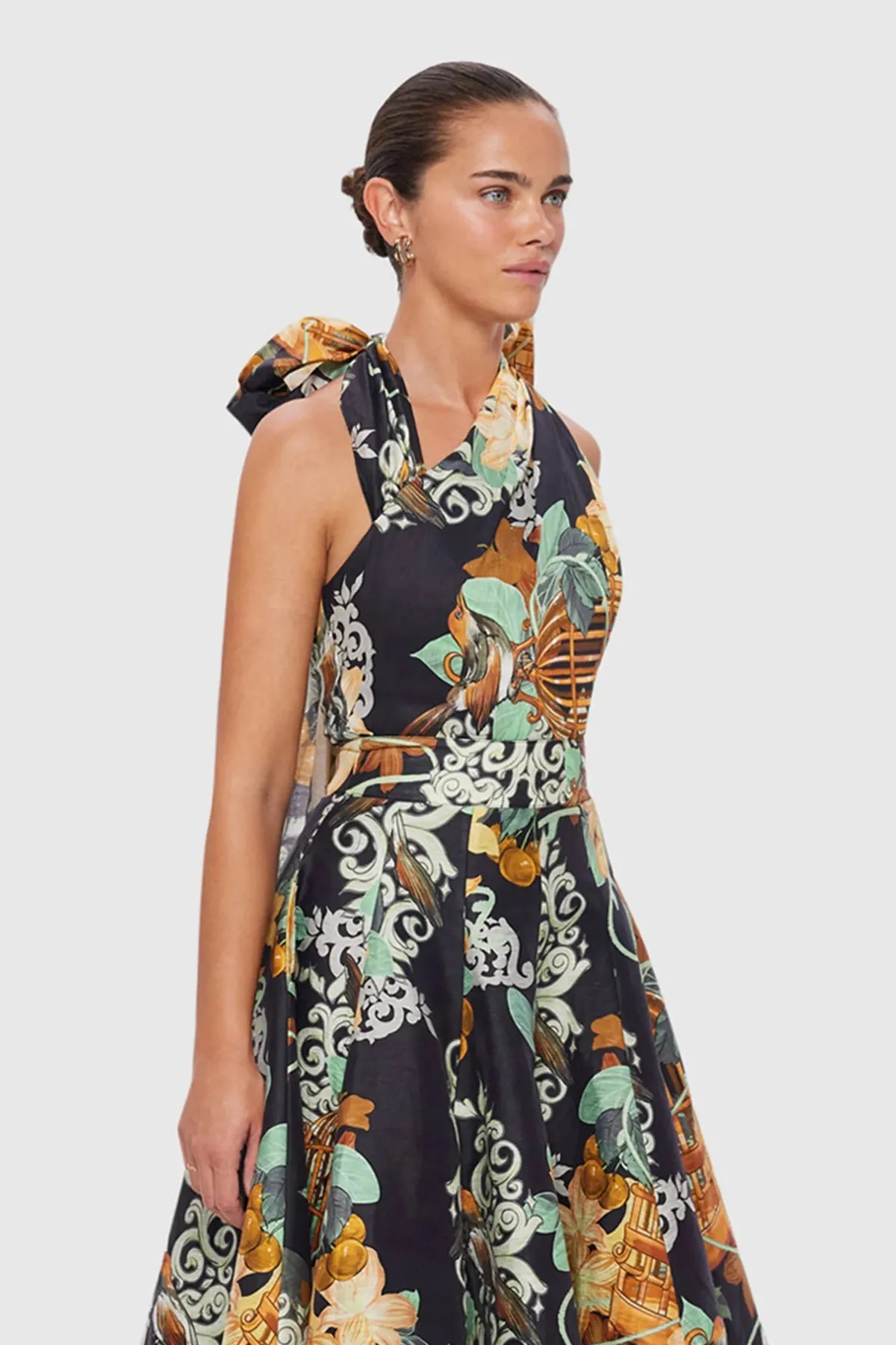 Leo Lin Bridget Halterneck Top - Azalea Print in Twilight