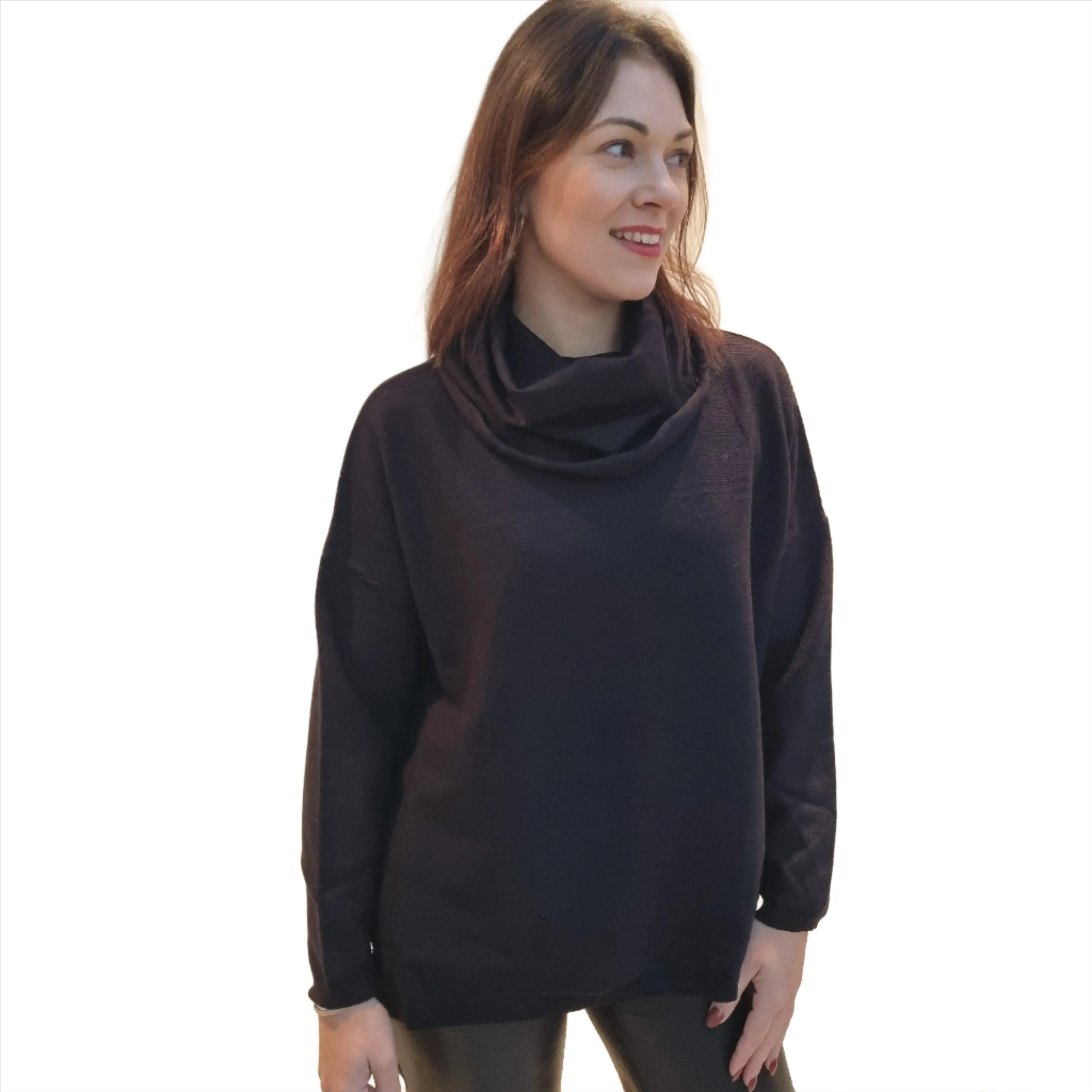 Malissa J Fine Ribbed Long Sleeve Cowl Neck Jumper