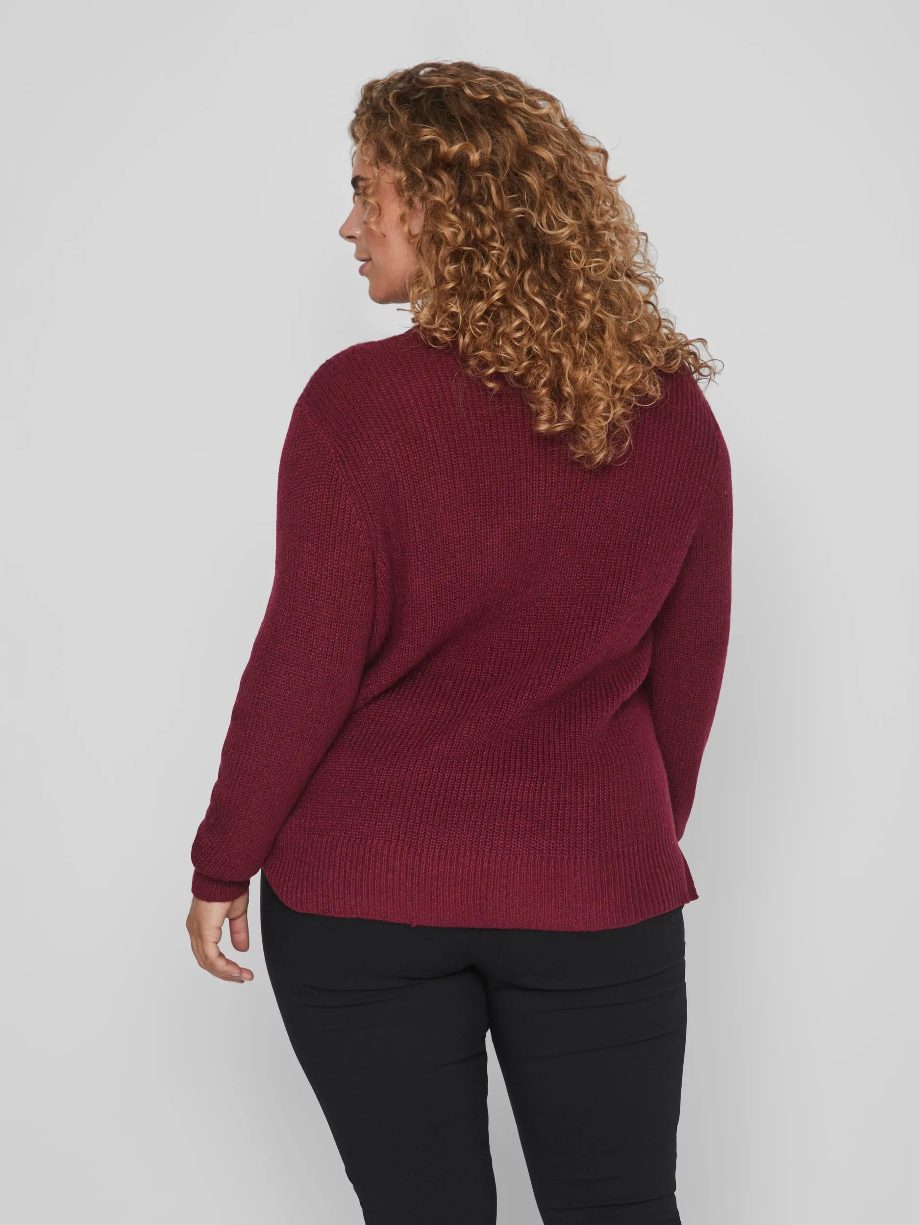 MANDY LACE NECK L/S KNIT JUMPER (BEET RED)