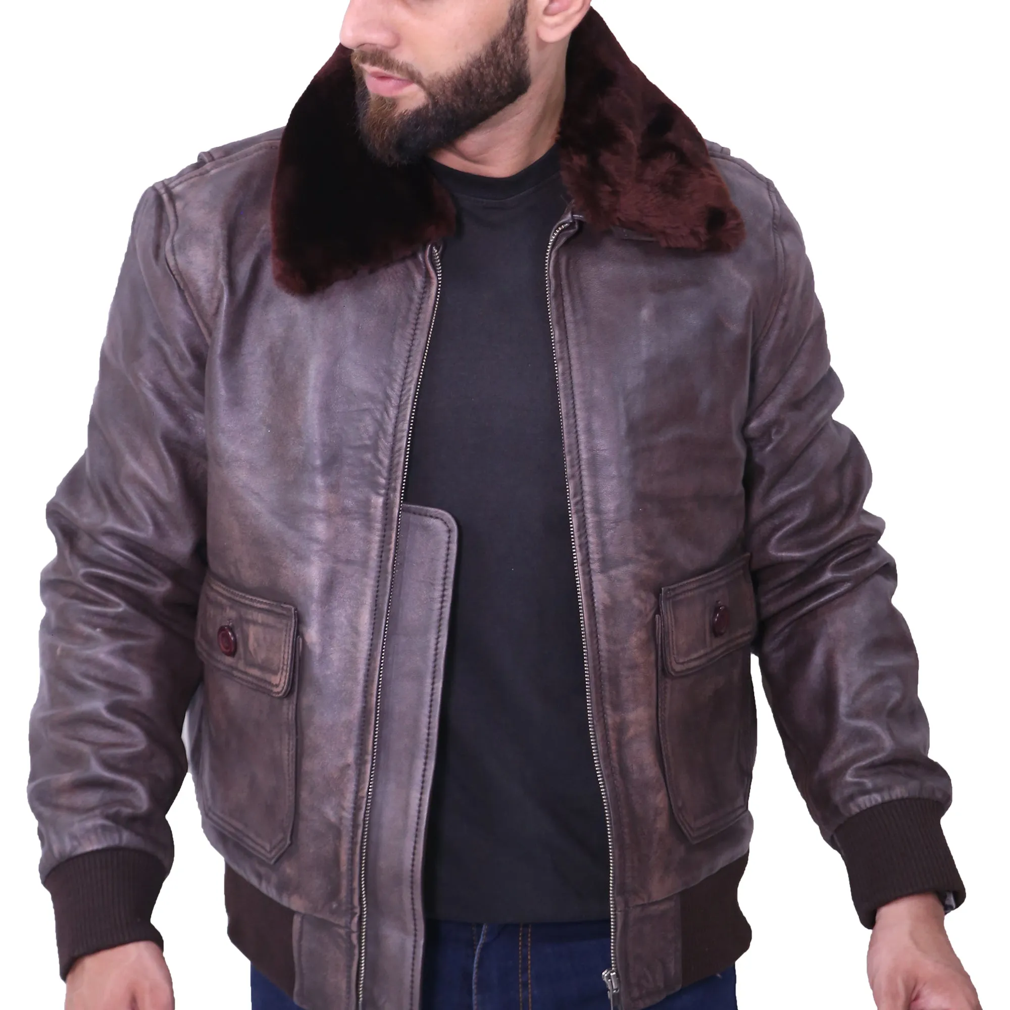 Men's Aviator G1US Navy Flight Distressed Brown Jacket