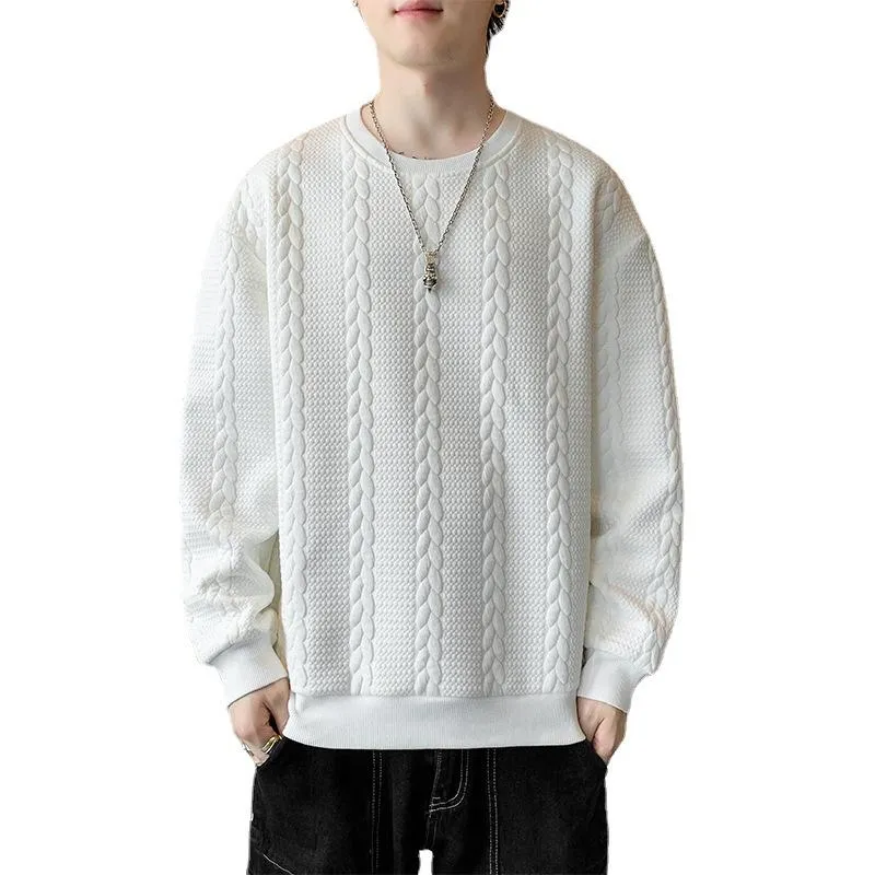 Men's Jacquard Loose Round Neck Long Sleeve Sweatshirt 62612356L