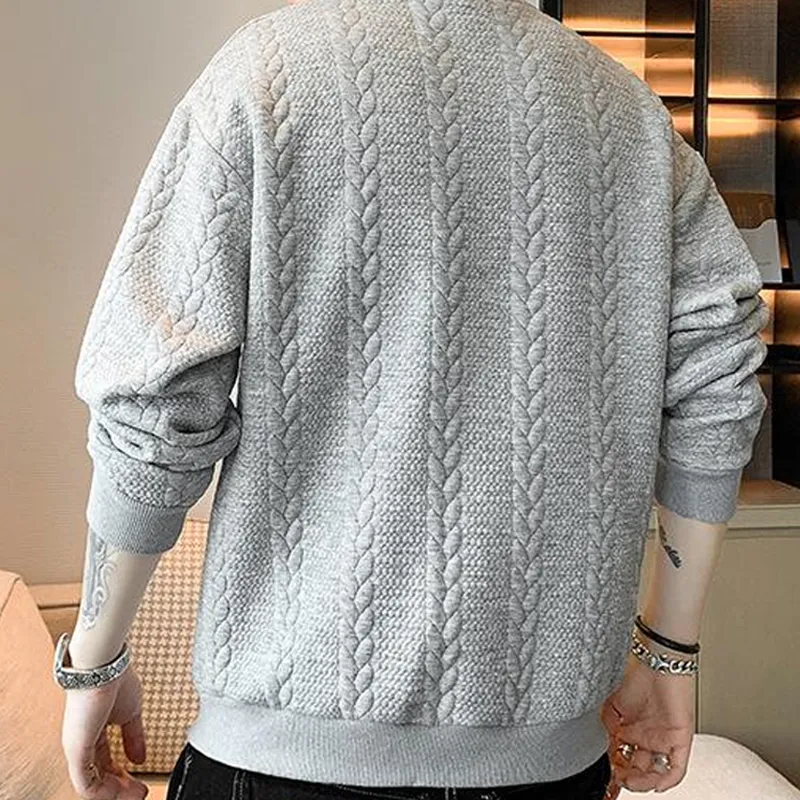 Men's Jacquard Loose Round Neck Long Sleeve Sweatshirt 62612356L