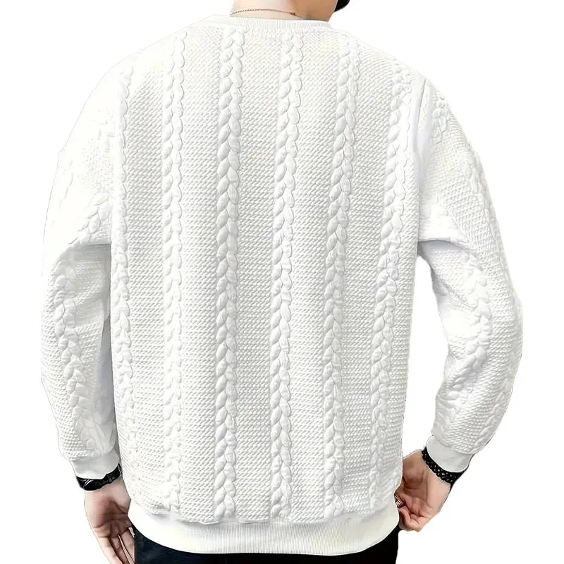 Men's Jacquard Loose Round Neck Long Sleeve Sweatshirt 62612356L