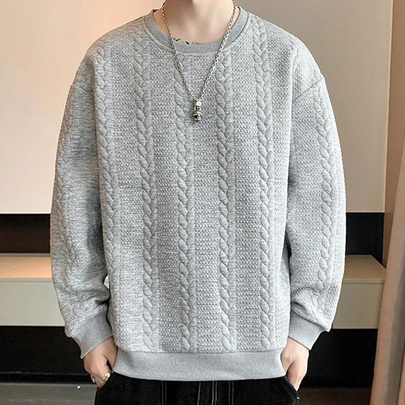 Men's Jacquard Loose Round Neck Long Sleeve Sweatshirt 62612356L