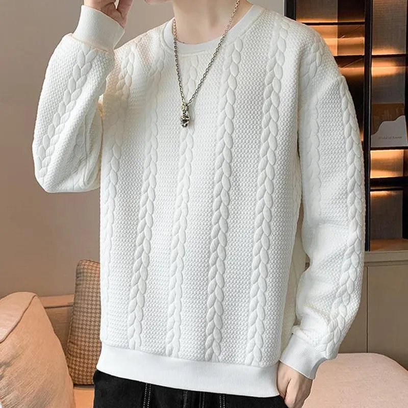 Men's Jacquard Loose Round Neck Long Sleeve Sweatshirt 62612356L