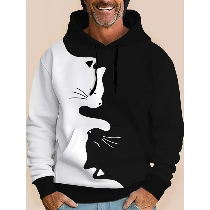 Men's Round Neck Sweatshirt Simple Letter Print Hooded Sweatshirt 82098737L