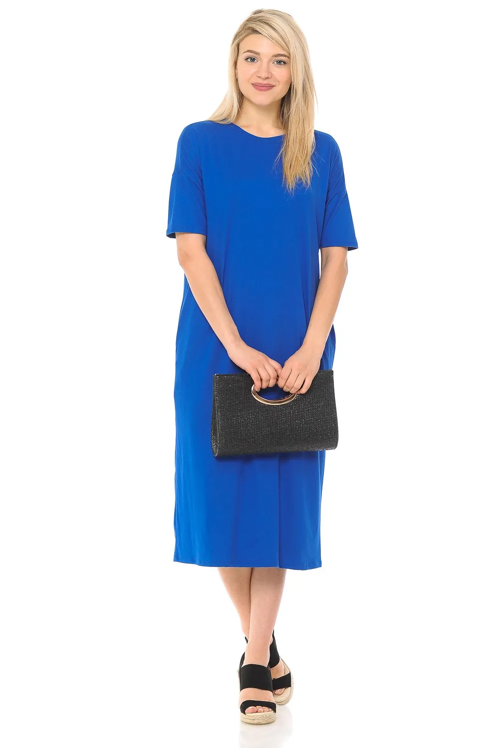 Midi Dress with Half-Sleeve and Pockets