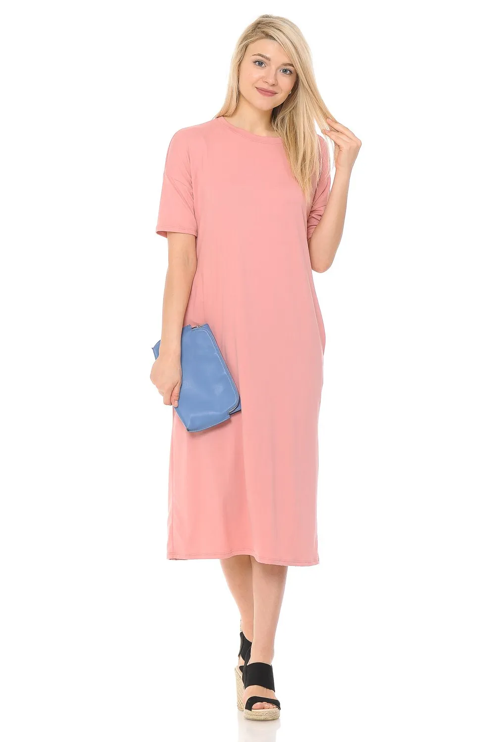 Midi Dress with Half-Sleeve and Pockets