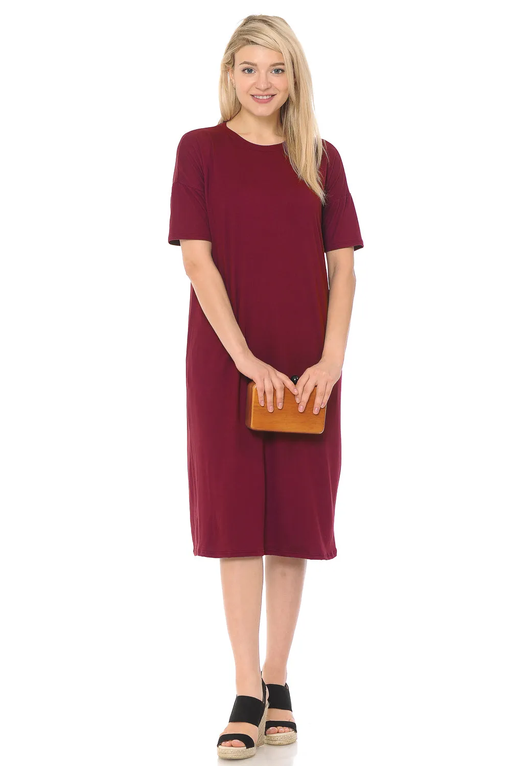 Midi Dress with Half-Sleeve and Pockets