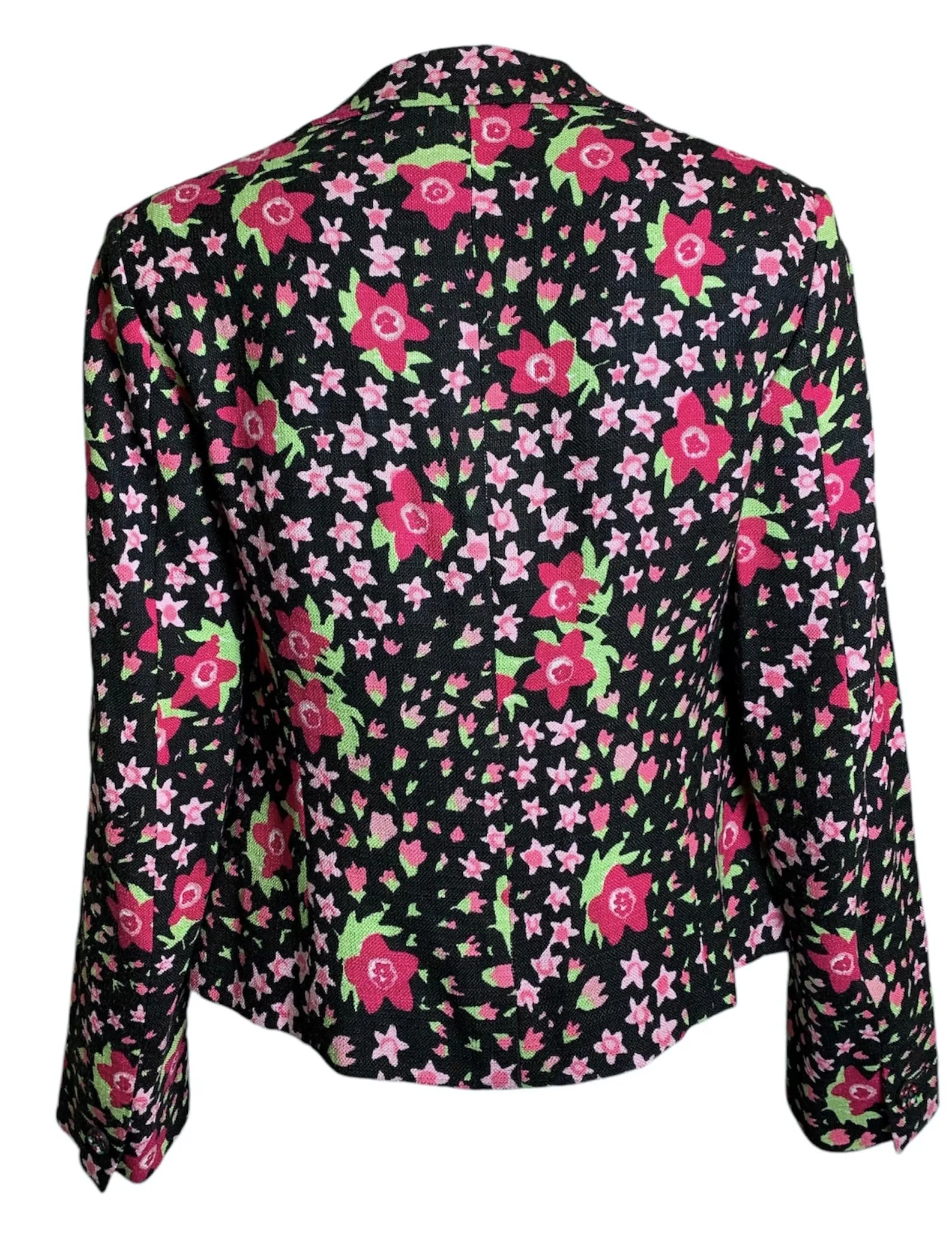 Moschino 2000's Black and Pink Floral Skirt Suit