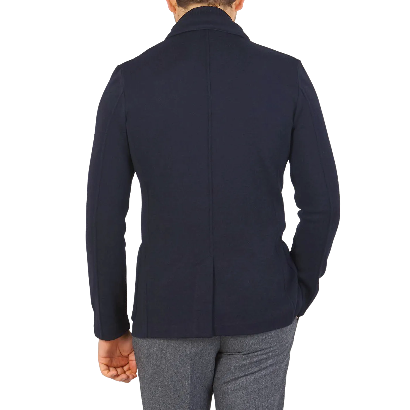 Navy Blue Rain Wool Knitted Jacket