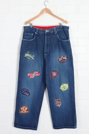 NBA Inspired 'All Stars' Team Patches Jeans (38 x 32)