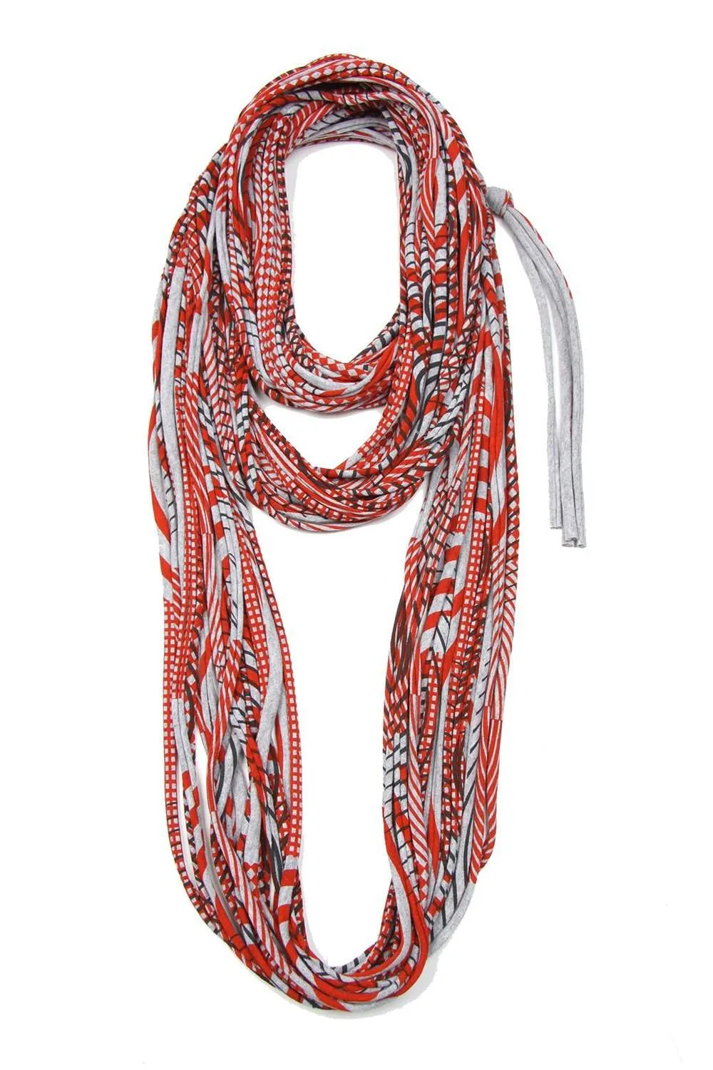 Necklush Cowl Scarf / Red & Heather Grey / Unisex