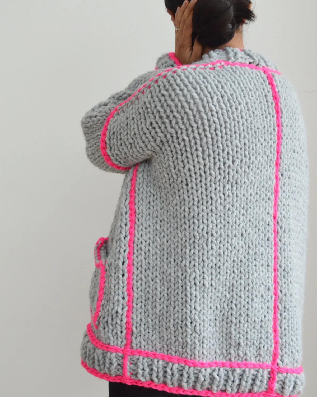 Neon Outline Cardi - Downloadable Chunky Knitting Pattern