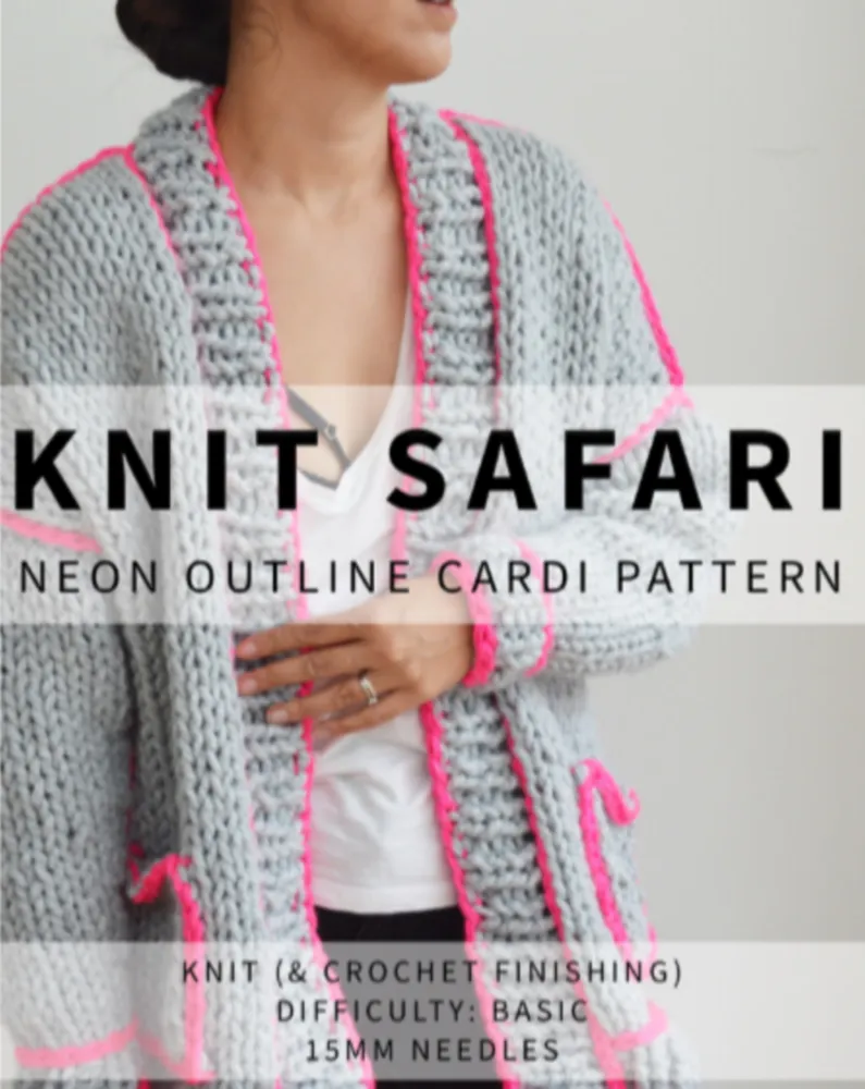 Neon Outline Cardi - Downloadable Chunky Knitting Pattern