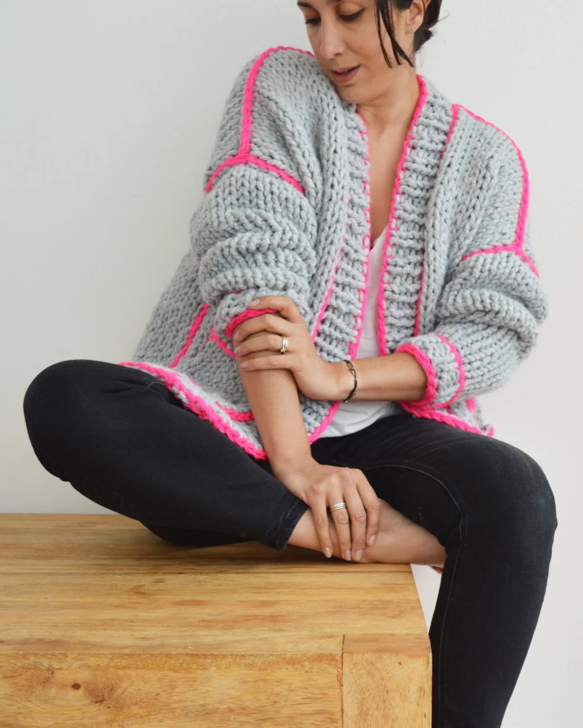 Neon Outline Cardi - Downloadable Chunky Knitting Pattern