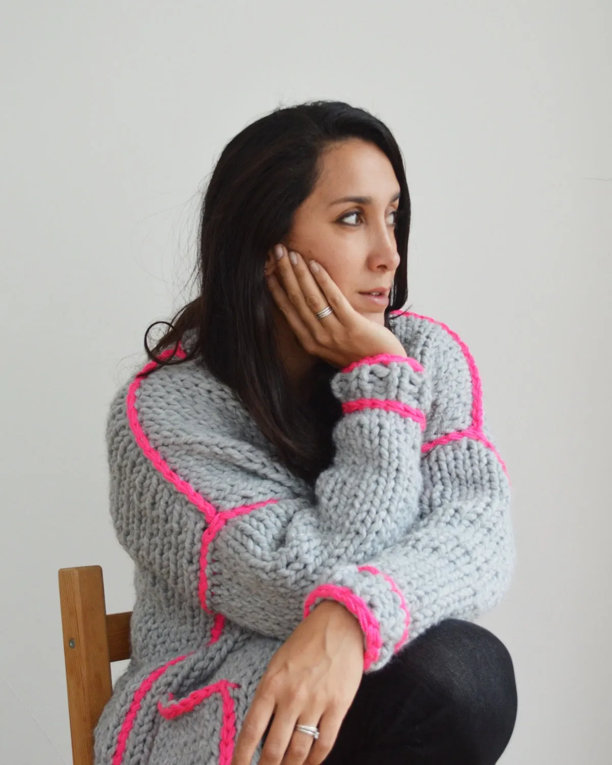 Neon Outline Cardi - Downloadable Chunky Knitting Pattern